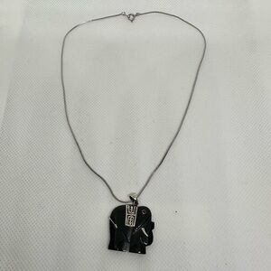 925 Sterling silver chain and black onyx elephant pendant